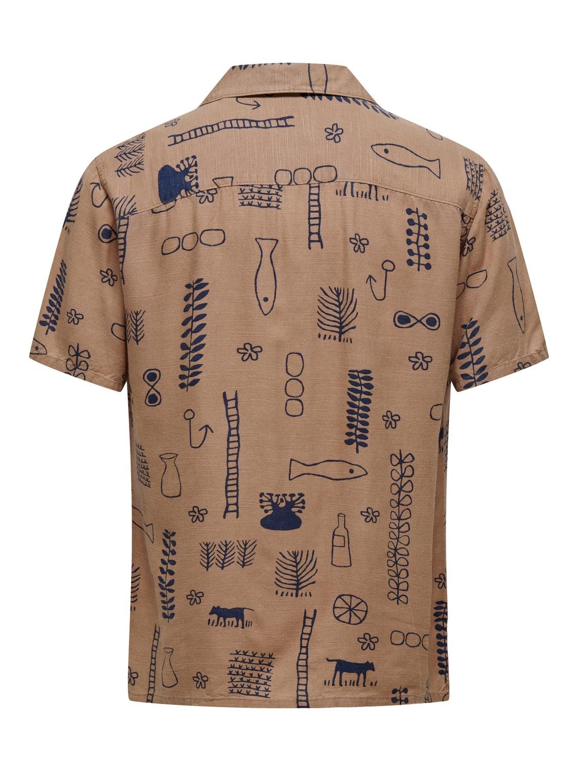 ONSALVIN REG SS OBJECT AOP RESORT SHIRT