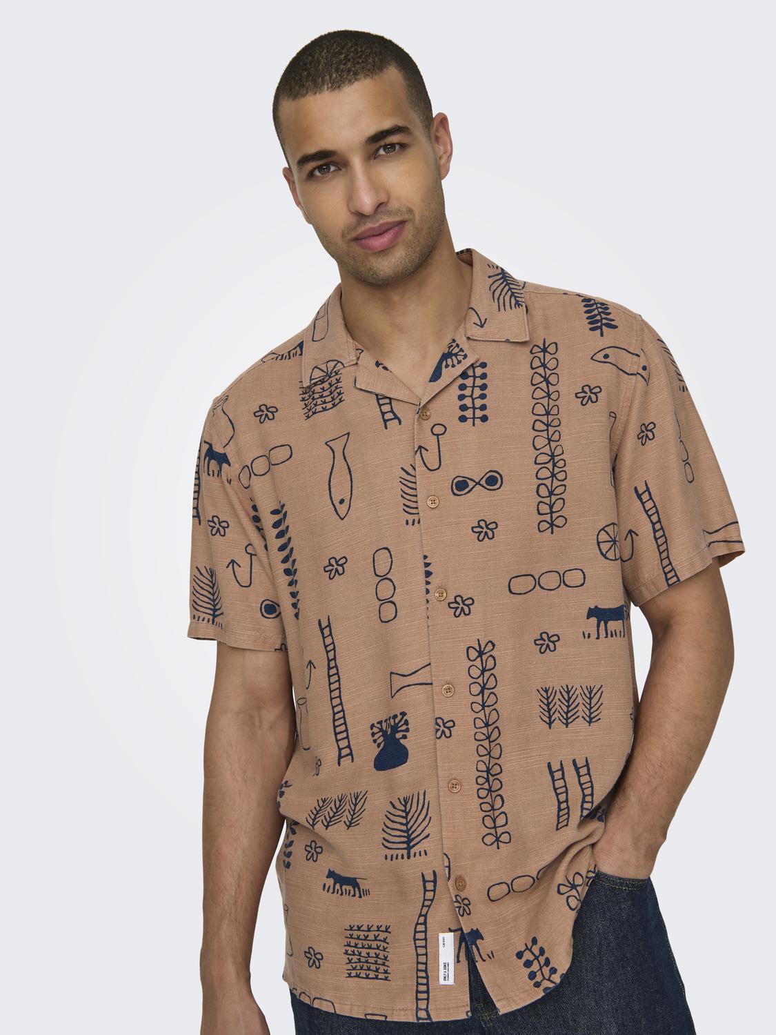 ONSALVIN REG SS OBJECT AOP RESORT SHIRT
