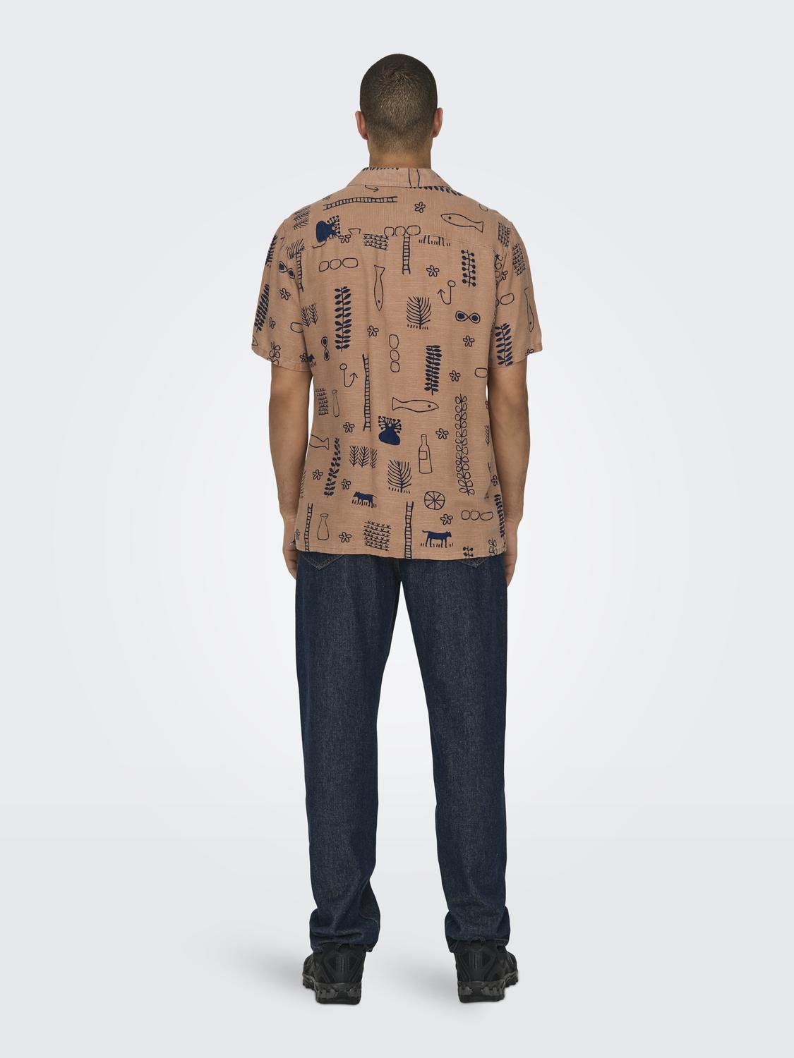 ONSALVIN REG SS OBJECT AOP RESORT SHIRT