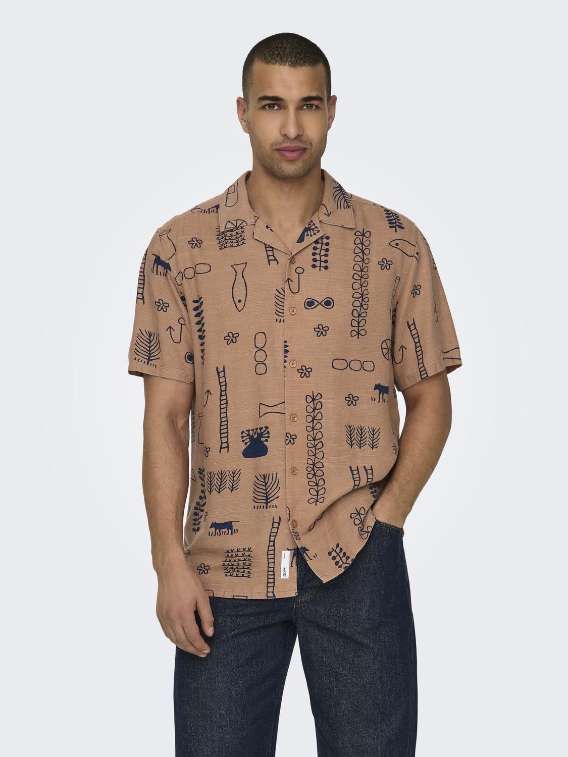ONSALVIN REG SS OBJECT AOP RESORT SHIRT