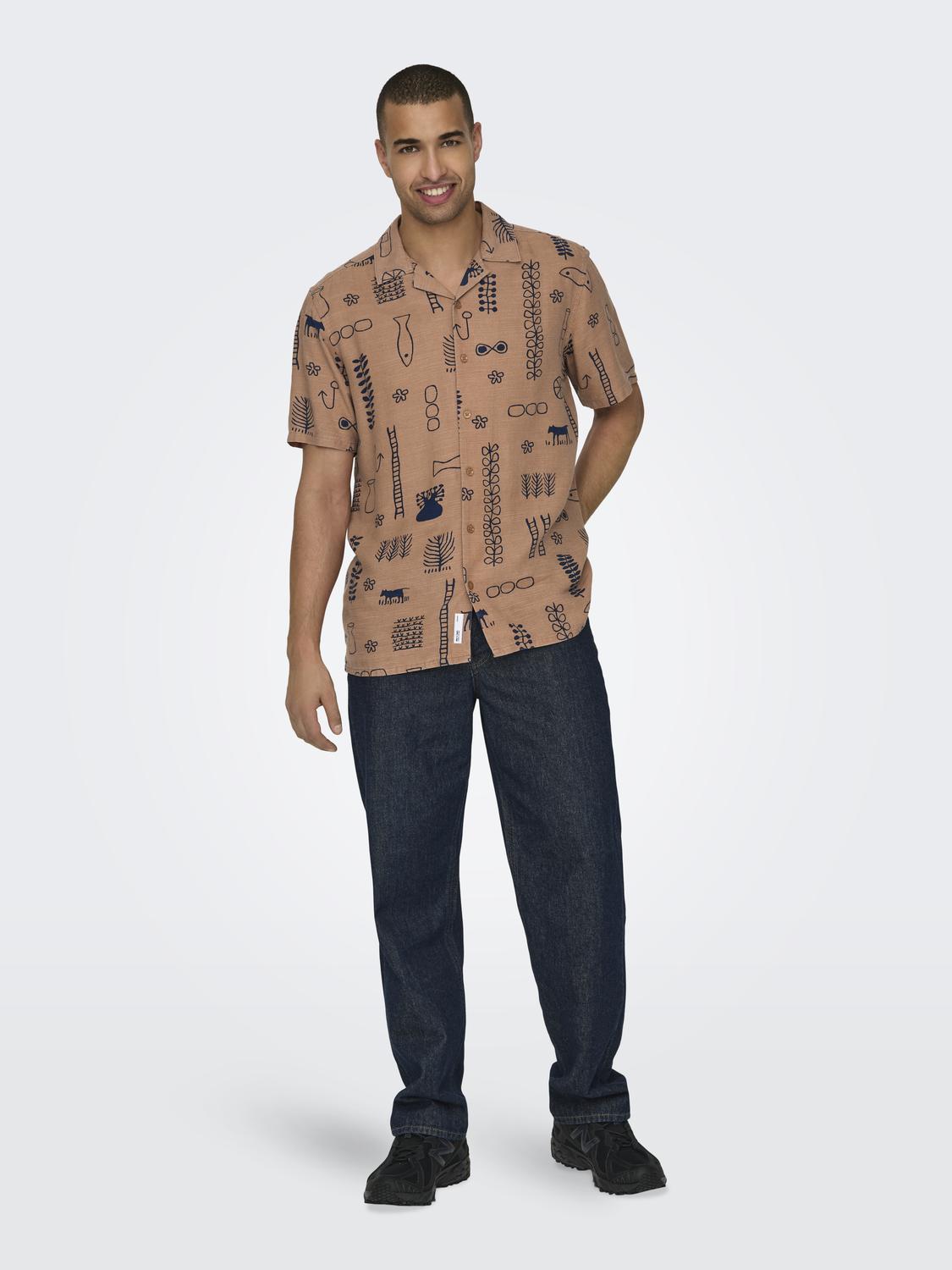 ONSALVIN REG SS OBJECT AOP RESORT SHIRT