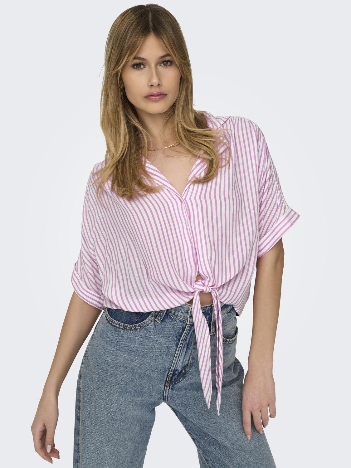 ONLPAULA LIFE S/S TIE SHIRT WVN NOOS