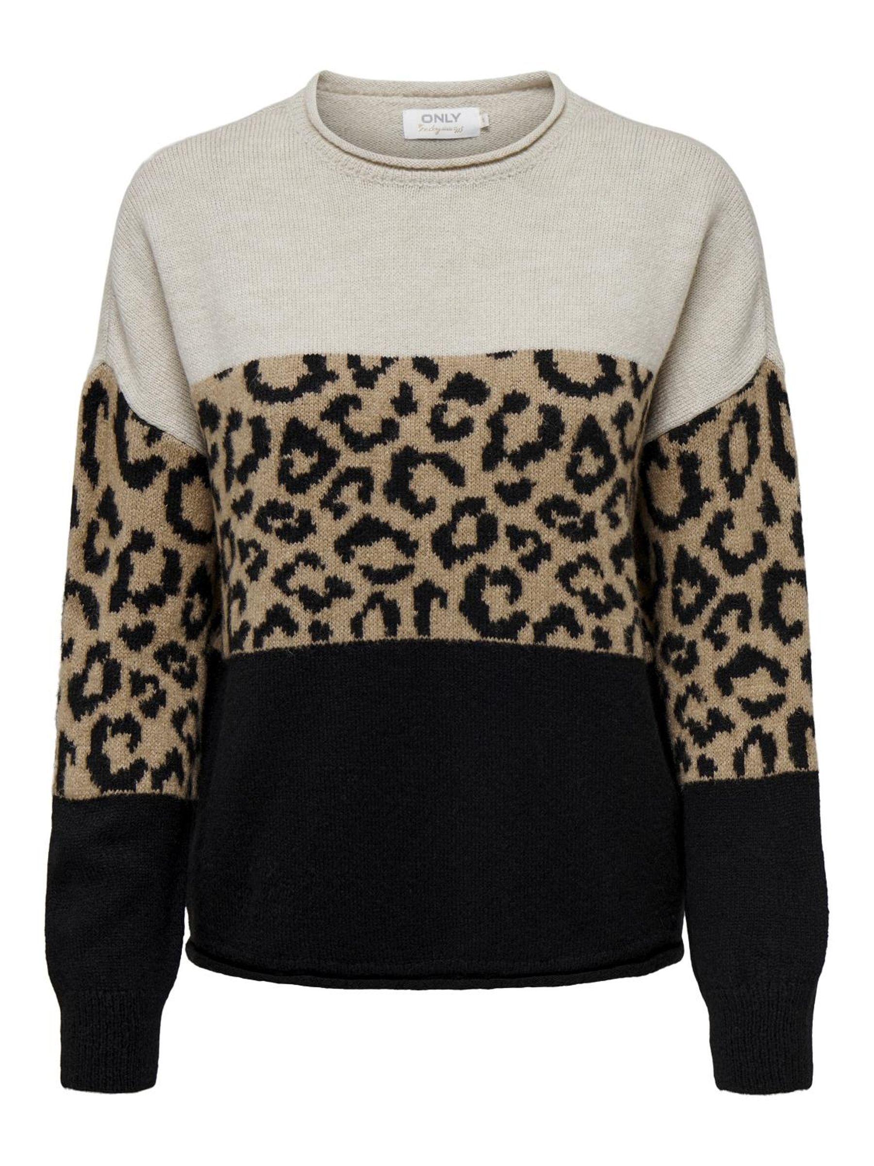 ONLJADE ANIMAL LS O-NECK NCA KNT