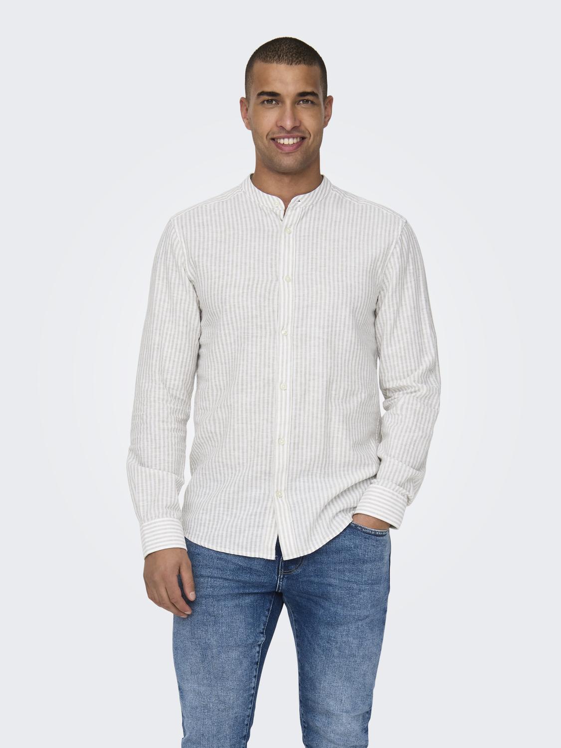 ONSCAIDEN LS MAO STRIPE LINEN SHIRT