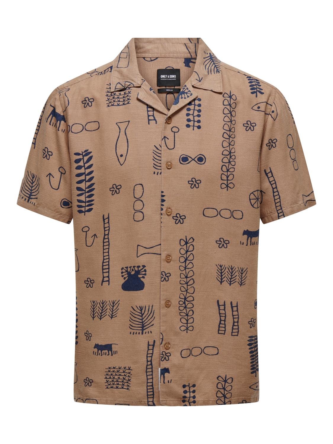 ONSALVIN REG SS OBJECT AOP RESORT SHIRT