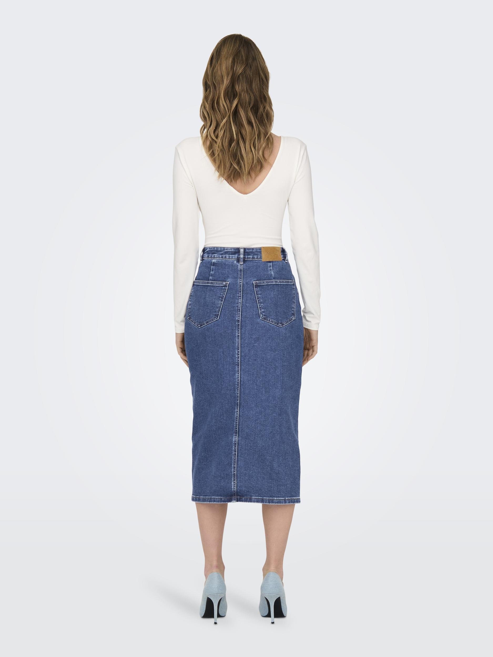 ONLSIRI FRONT SLIT SKIRT DNM GUA NOOS