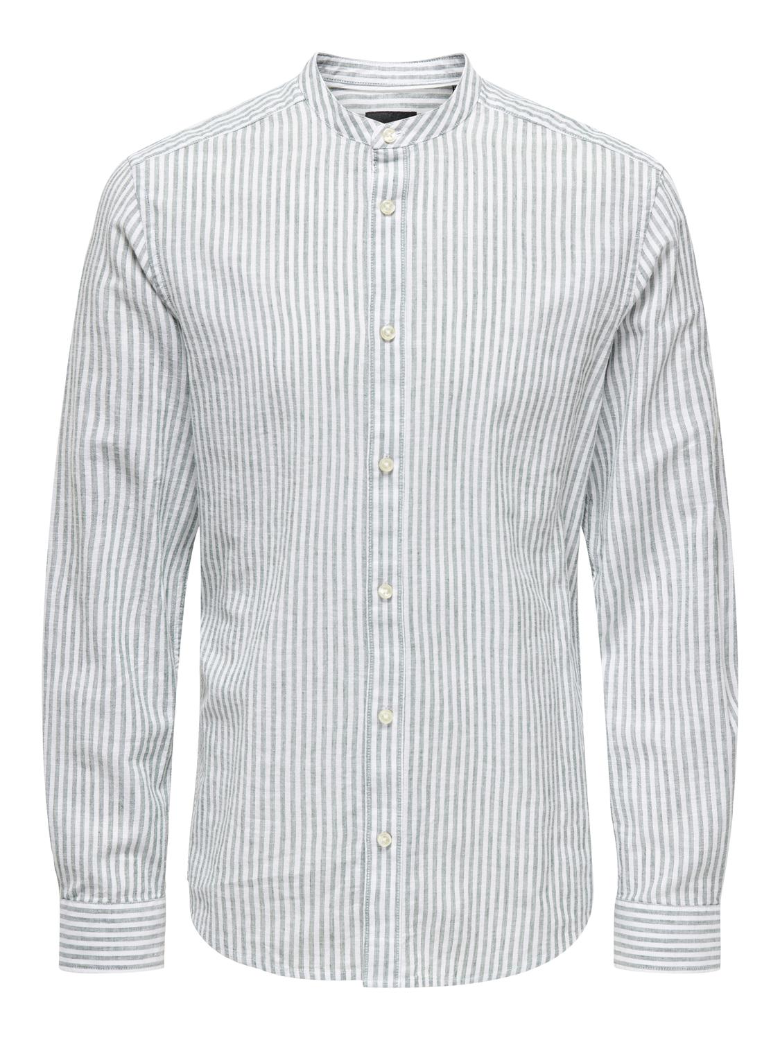 ONSCAIDEN LS MAO STRIPE LINEN SHIRT