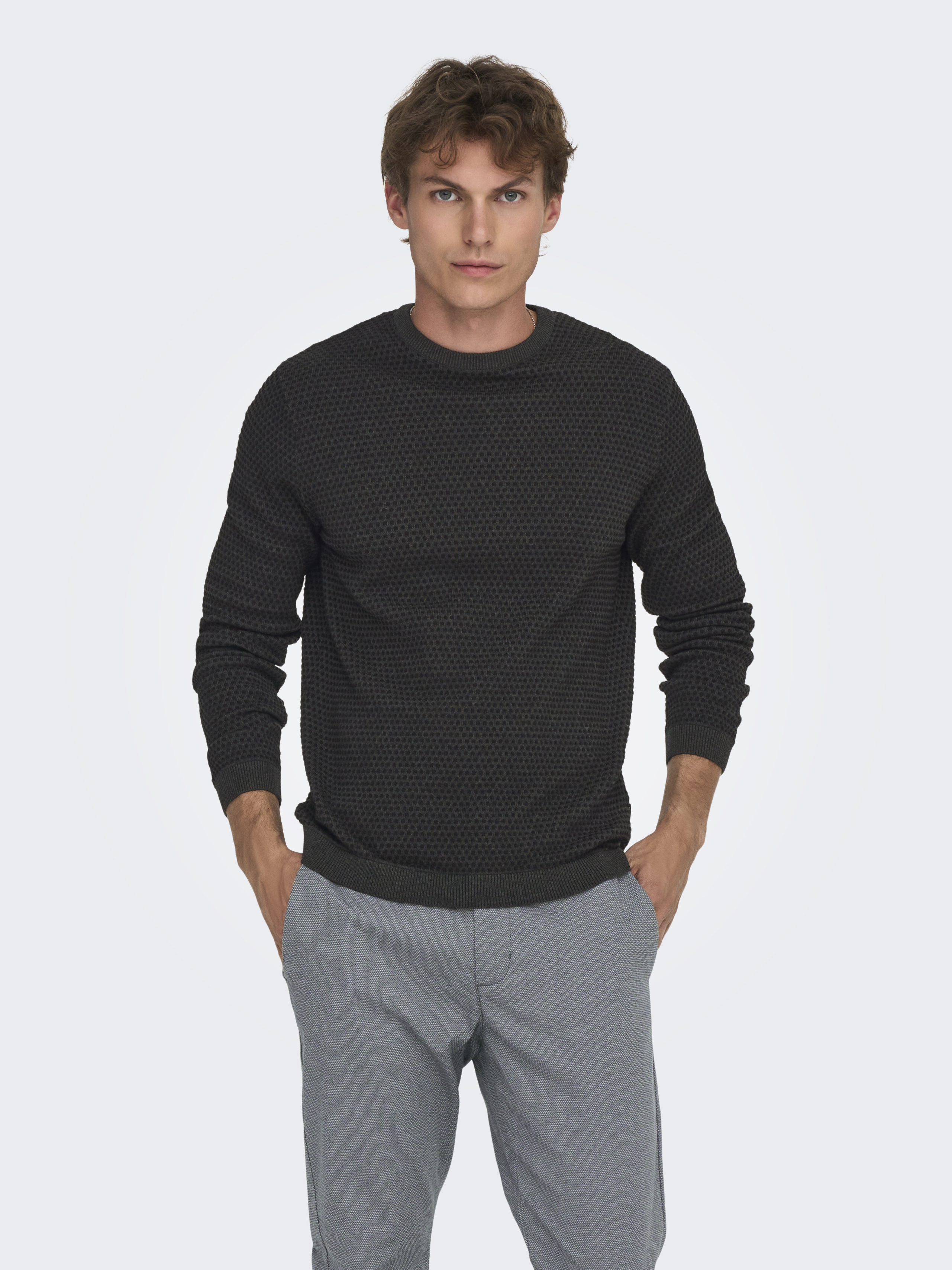 ONSTAPA REG 12 STRUC LS CREW KNIT NOOS