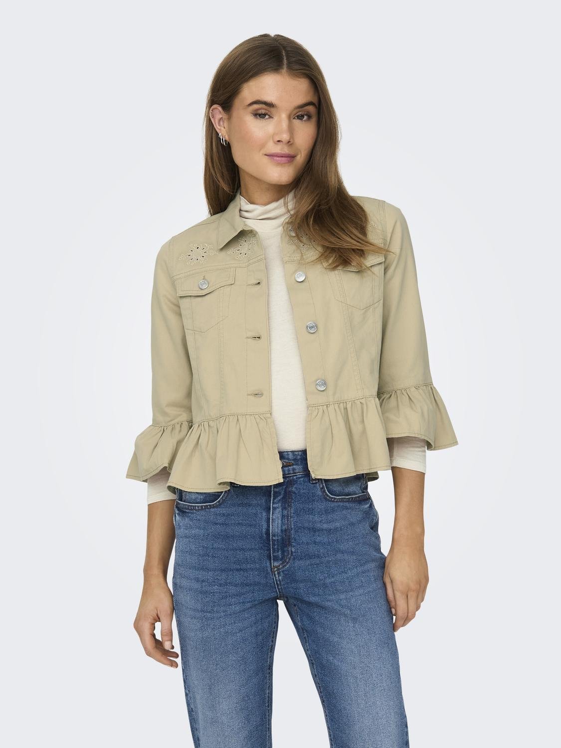 ONLVALERIE 3/4 EM FRILL JACKET PNT