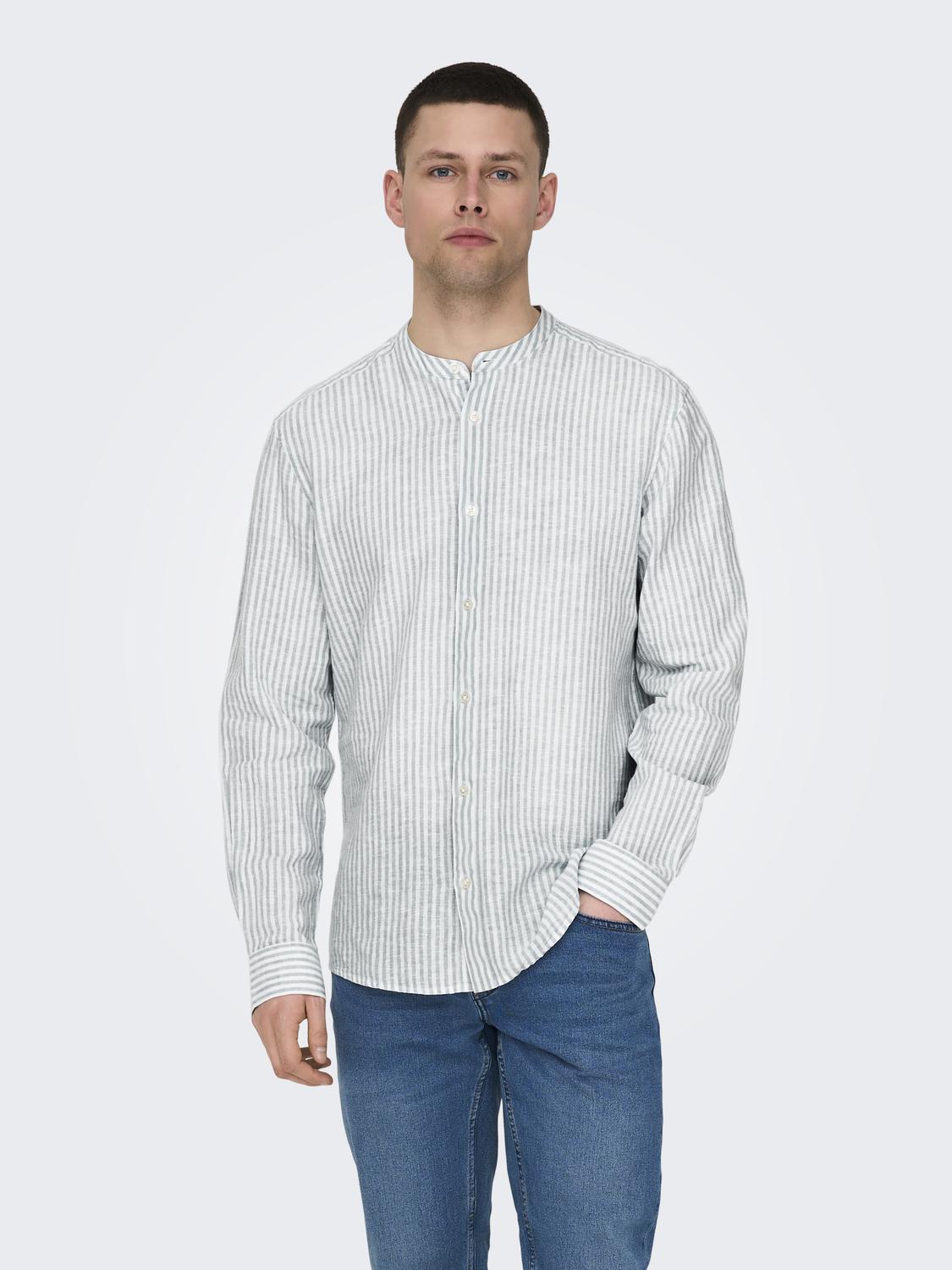 ONSCAIDEN LS MAO STRIPE LINEN SHIRT