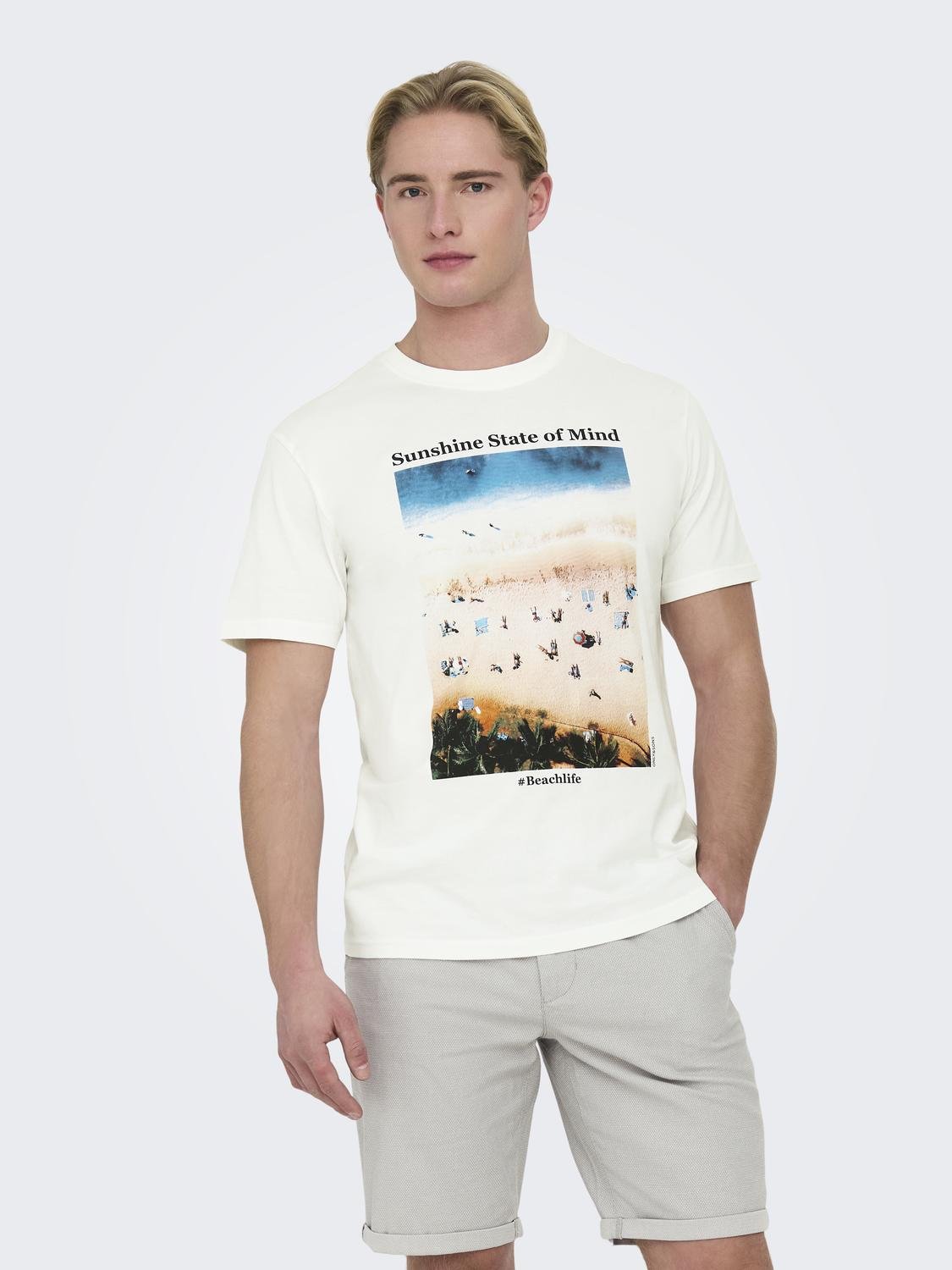 ONSKOLTON REG BEACH PHOTOPRINT SS TEE