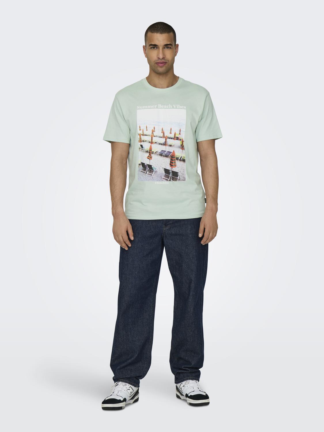 ONSKOLTON REG BEACH PHOTOPRINT SS TEE