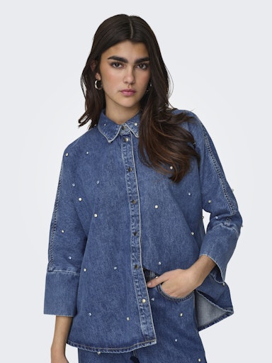 ONLGRACE 3/4 RHINESTONE MB DNM SHIRTNOOS