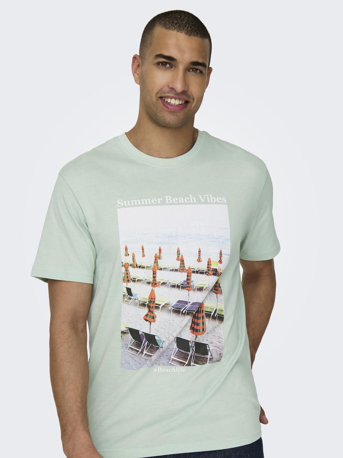 ONSKOLTON REG BEACH PHOTOPRINT SS TEE