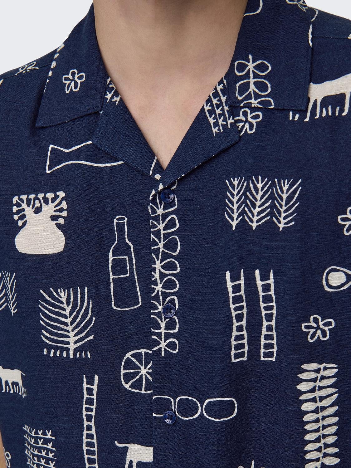 ONSALVIN REG SS OBJECT AOP RESORT SHIRT