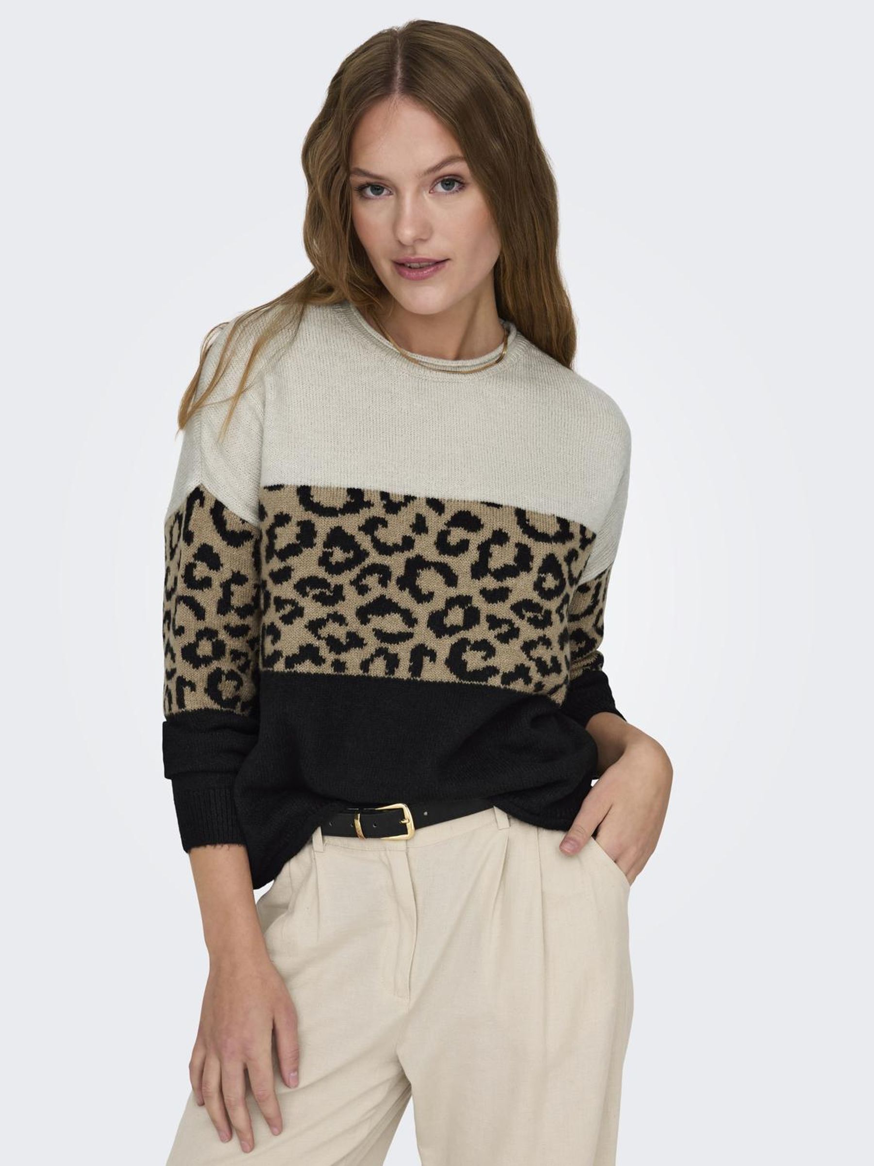 ONLJADE ANIMAL LS O-NECK NCA KNT