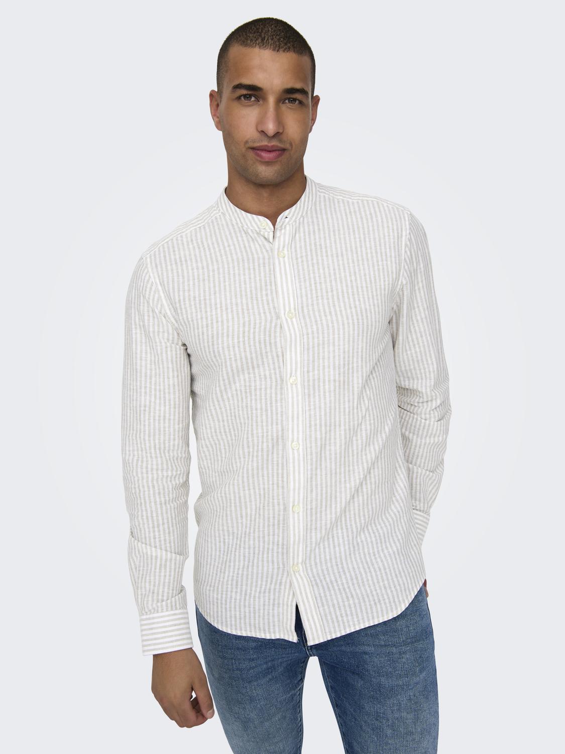ONSCAIDEN LS MAO STRIPE LINEN SHIRT