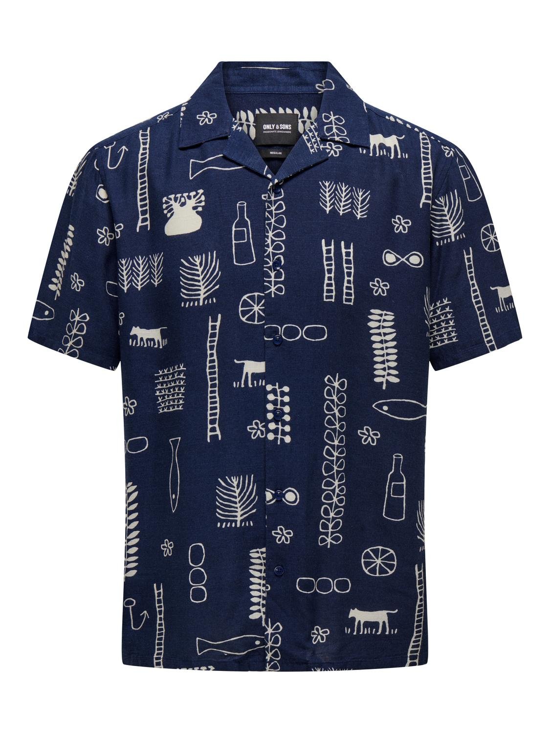 ONSALVIN REG SS OBJECT AOP RESORT SHIRT