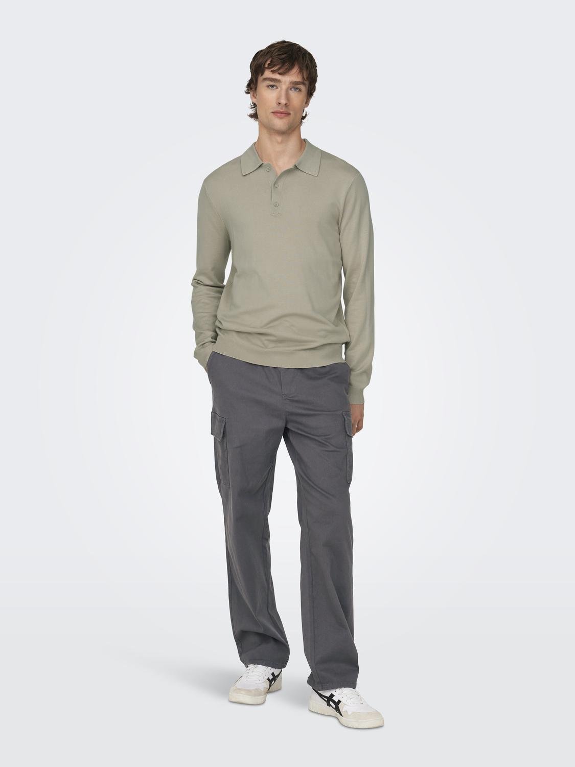 ONSWYLER LIFE REG 14 LS POLO KNIT NOOS
