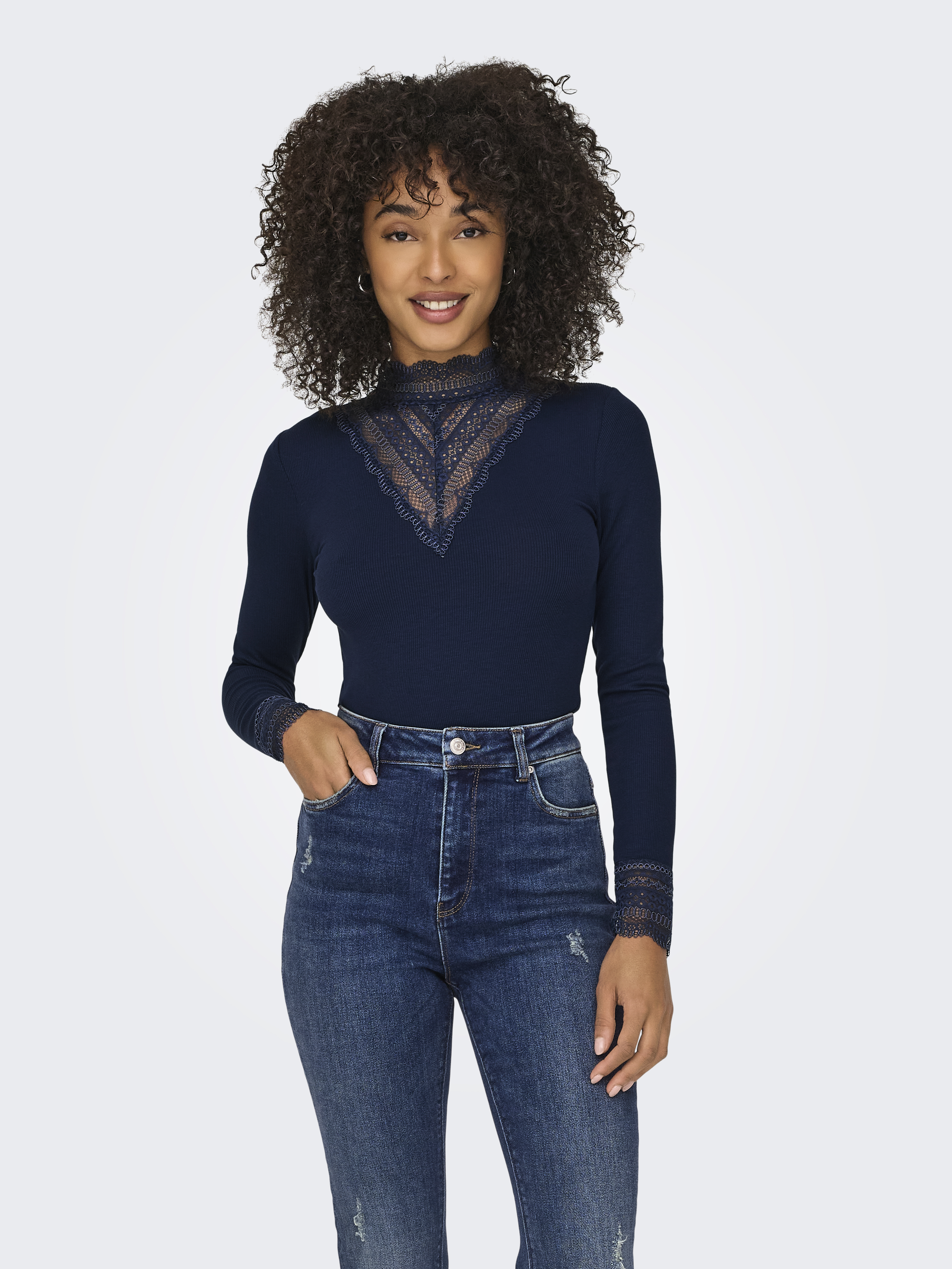 ONLTILDE L/S HIGH NECK LACE TOP JRS NOOS