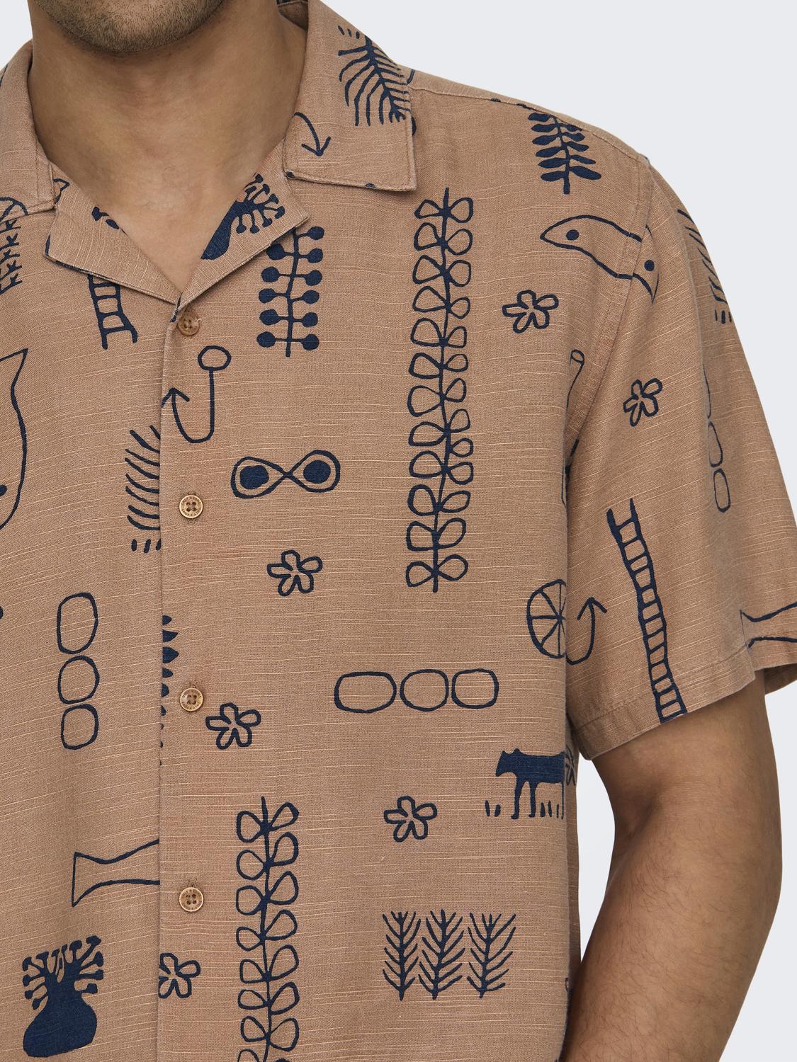 ONSALVIN REG SS OBJECT AOP RESORT SHIRT