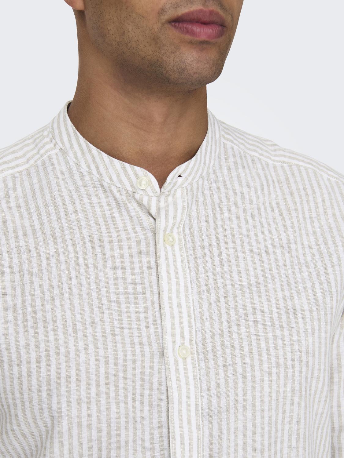 ONSCAIDEN LS MAO STRIPE LINEN SHIRT