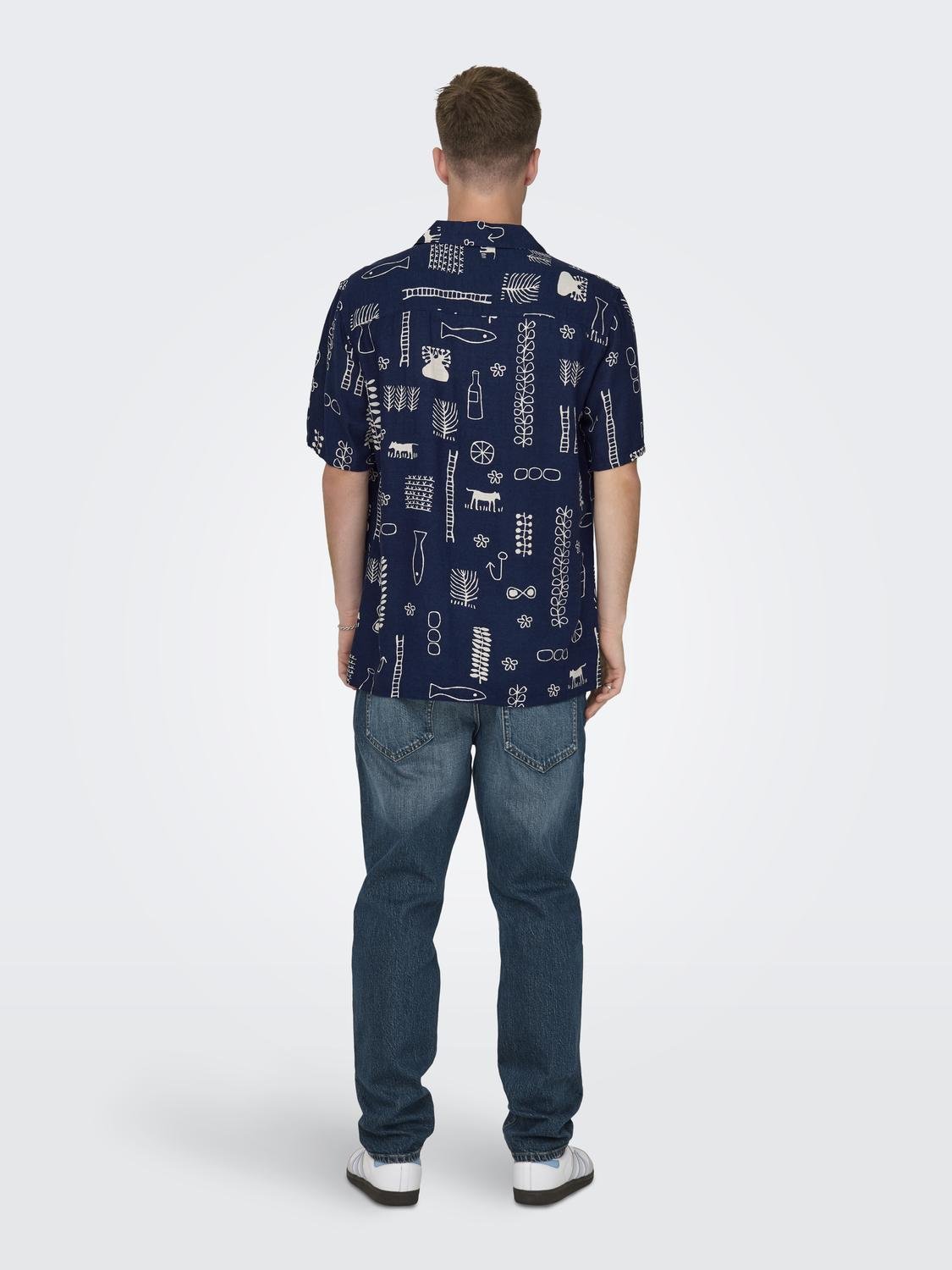 ONSALVIN REG SS OBJECT AOP RESORT SHIRT