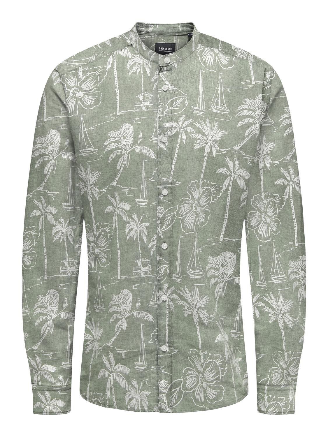 ONSCAIDEN LS HAWAII AOP LINEN MAO