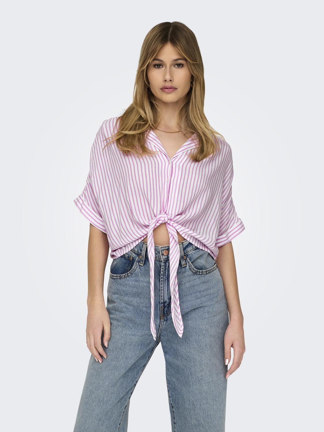 ONLPAULA LIFE S/S TIE SHIRT WVN NOOS