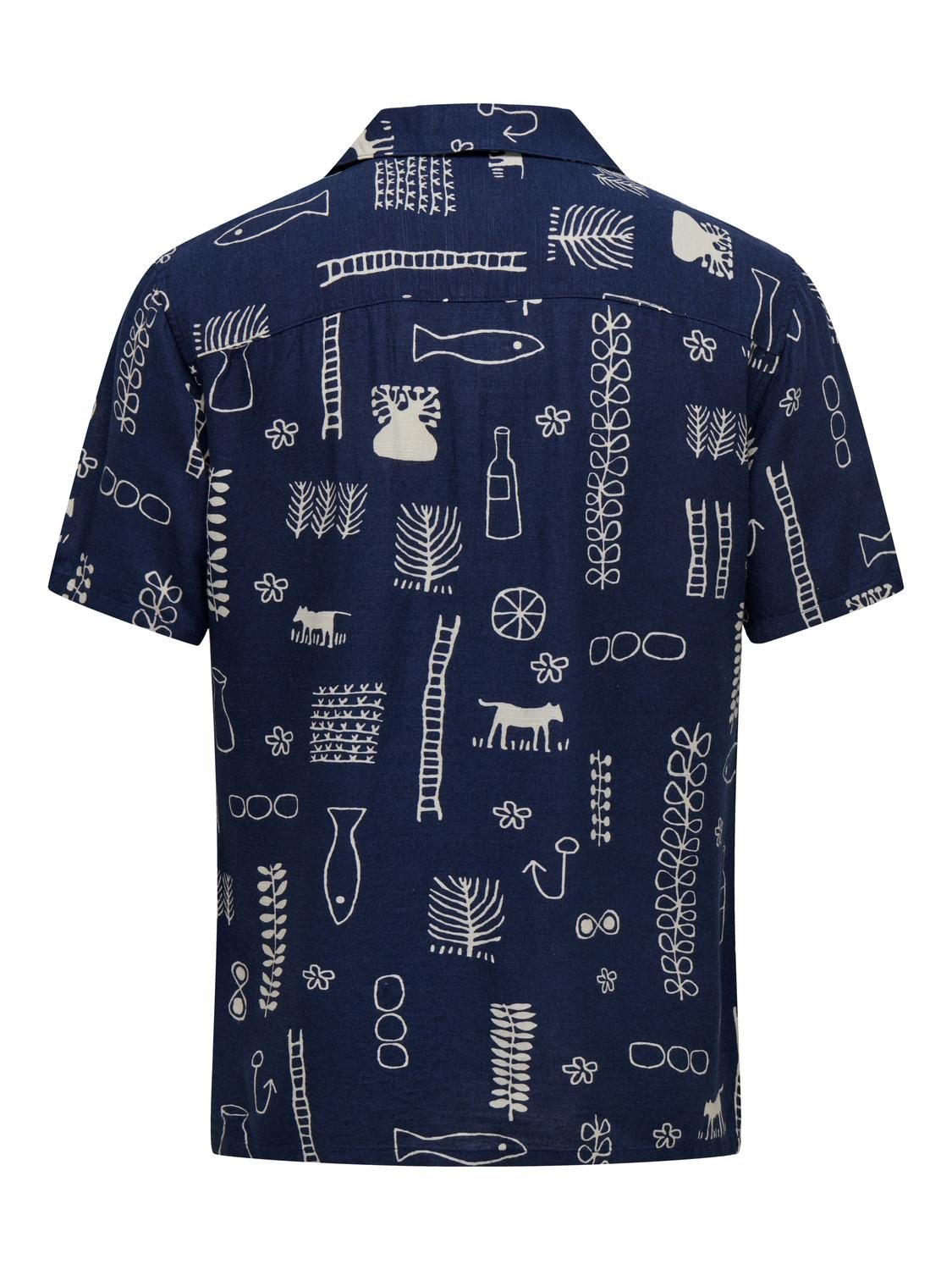 ONSALVIN REG SS OBJECT AOP RESORT SHIRT