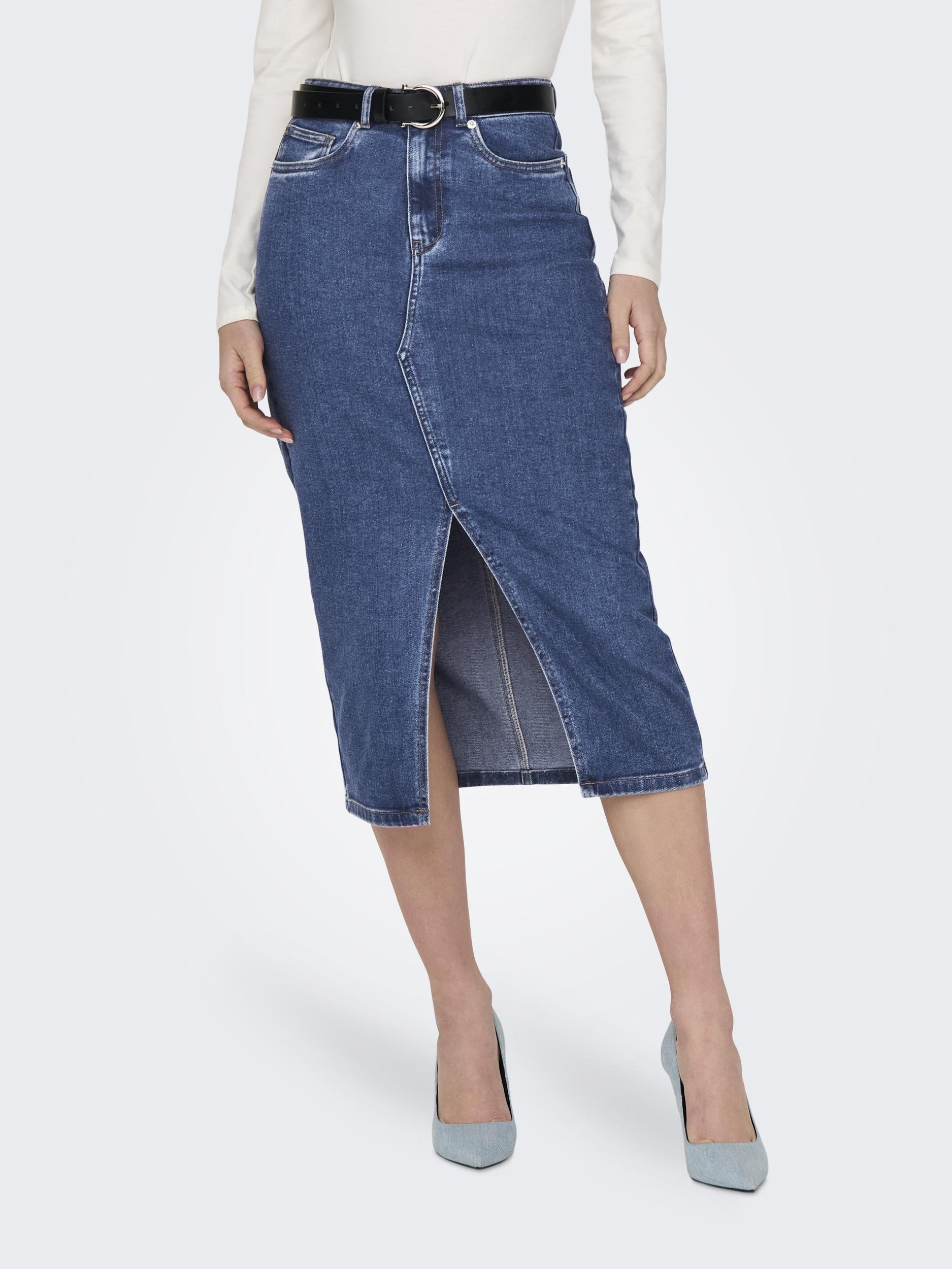 ONLSIRI FRONT SLIT SKIRT DNM GUA NOOS